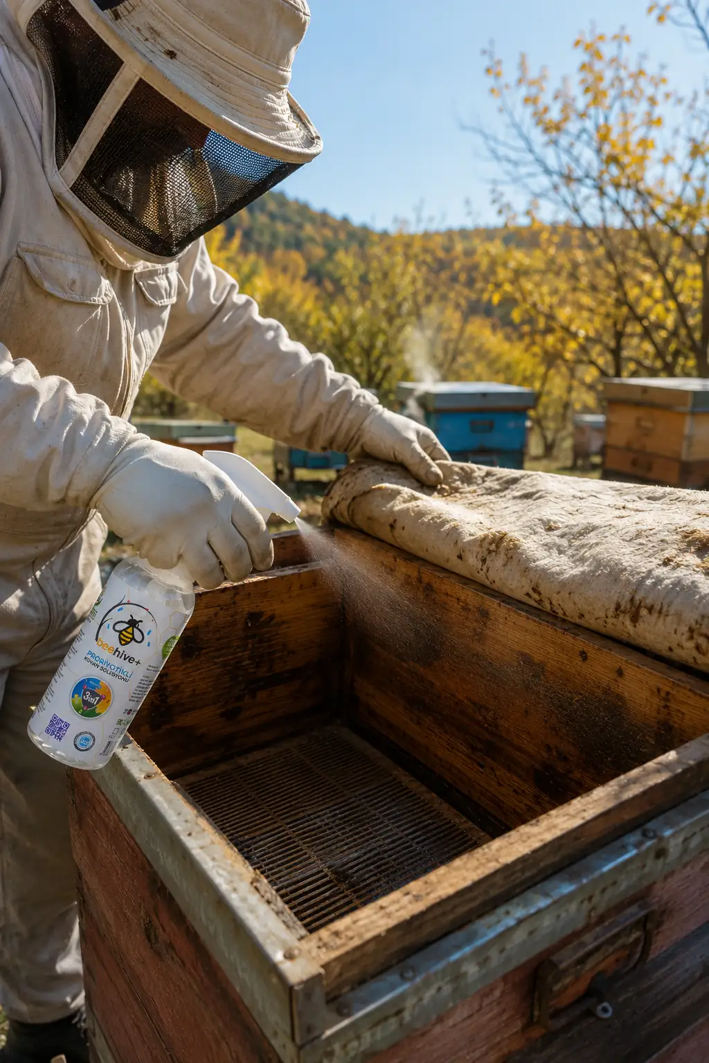Sonbaharda kışlama öncesi kovan içine BeeHive+ püskürtülmesi